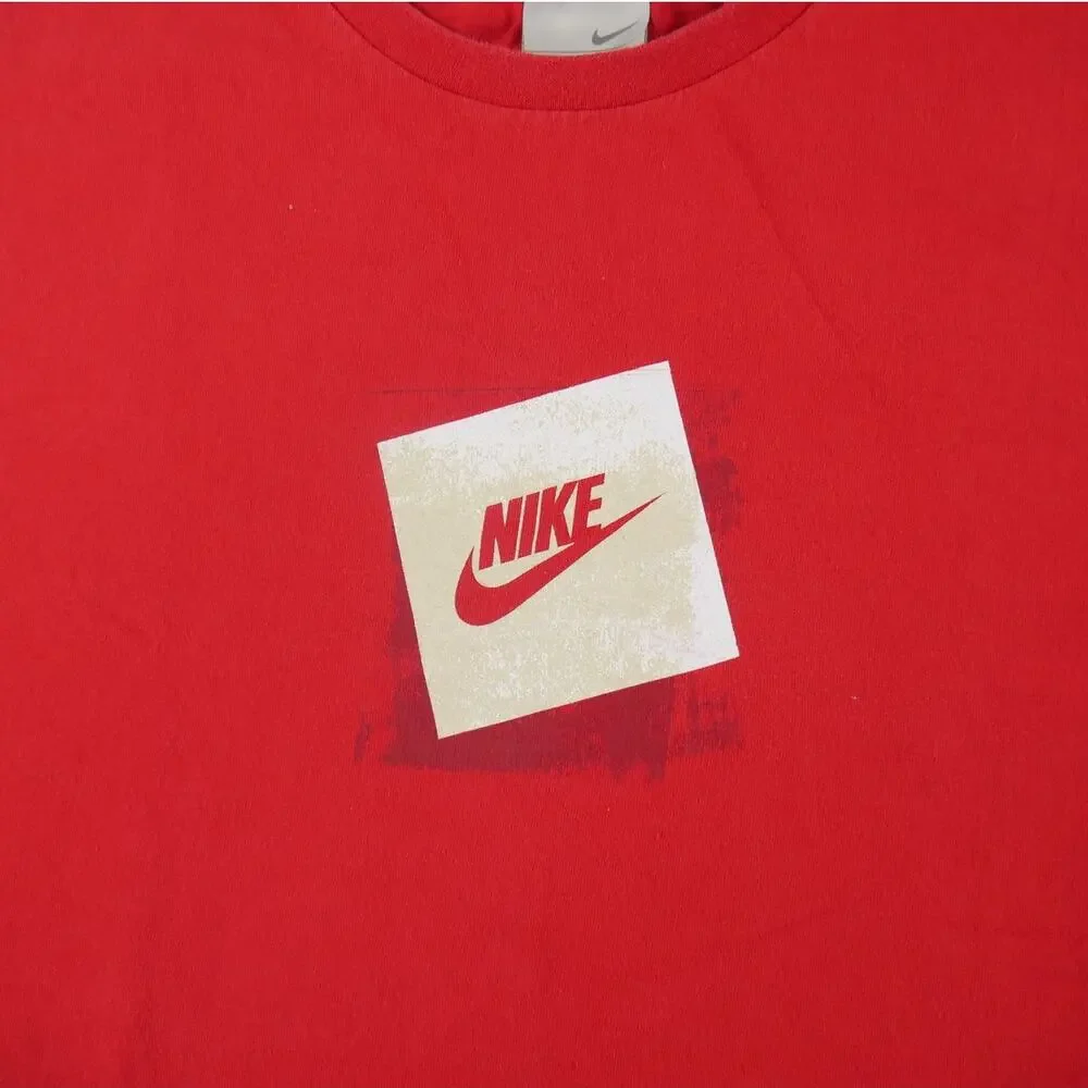 Vintage Y2K Red Nike Box Logo Streetwear Mens Size XL Gray Tag Label Cotton